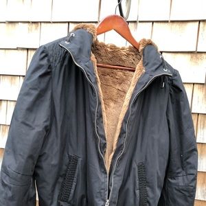 J CREW Black faux fur lined bomber jacket
